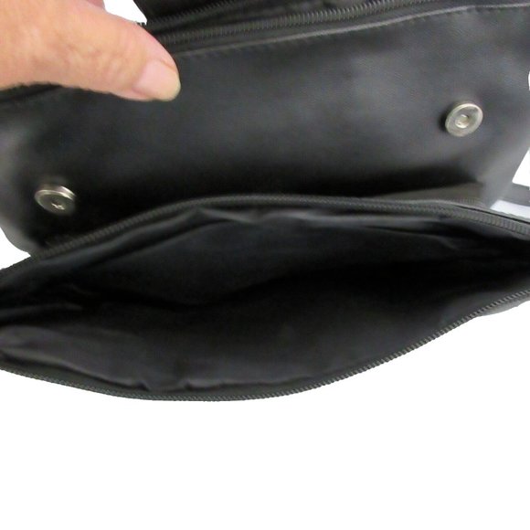 Cross Body Bag Patched Leather Outer Adjustable Strap Multiple Compartments NWOT - Picture 10 of 12